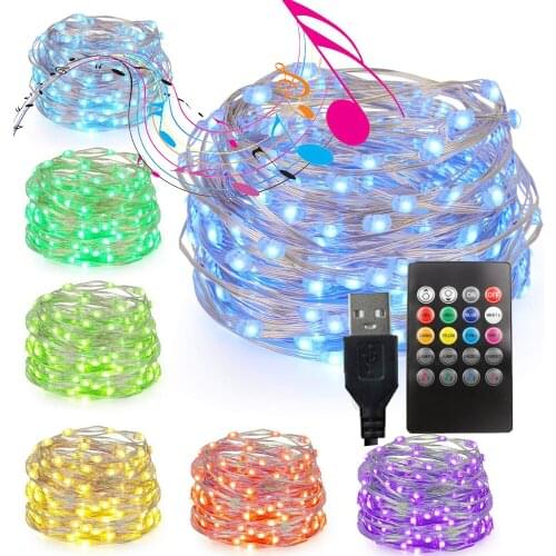 LED Fairy String Light Dreamcolor 5/10/20m 50/100/200LED RGB USB Strip Light Music Sync APP 20key Remote Christmas Tree Decor