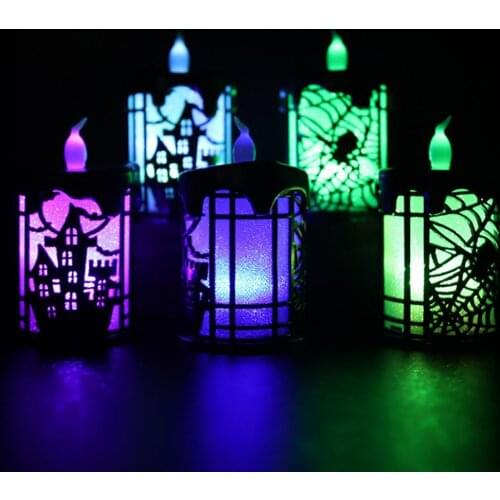 4Colors Candle Light Stylish Visual Effect Exquisite Excellent Workmanship Resin Spider Pattern Delicate LED Light for Halloween