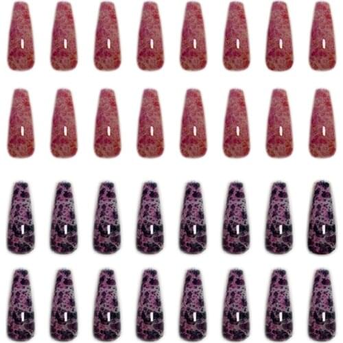 Extra Long Press on Nails Ballerina Coffin Fake Nails 24 Pcs Glossy Full Cover False Nail Purple Color Artificial Nail Tips