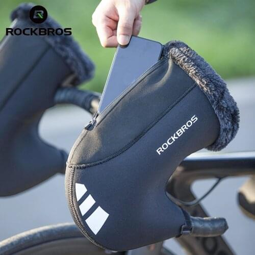 ROCKBROS Thicken Warm Windproof Bicycle Handlebar Gloves Reflective Rainproof Cycling Bike Bar Winter MTB Road Bicycle Gloves