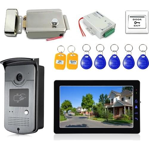 9" Screen Video Door Phone Intercom System 7-RFID Keyfob+ Electric Lock+ Door Exit+ Power Control Video Doorbell Visual Intercom