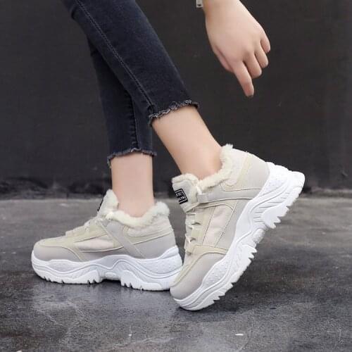 Women Women Casual Sneakers Winter Sneakers Plush Fur Keep Warm Women Shoes Lace Up Female Shoes Comrfortable Shoes Women YYJ260