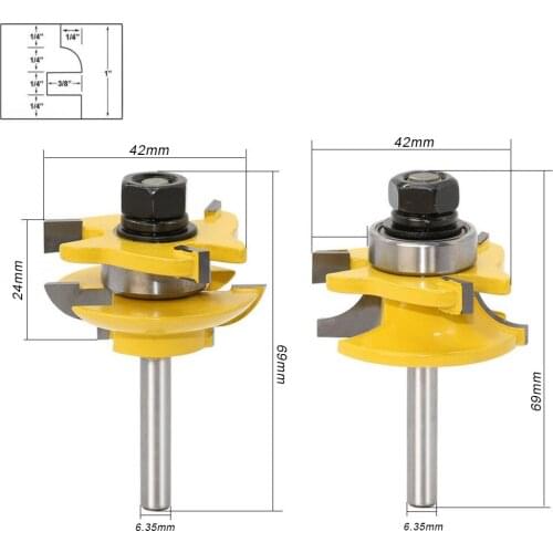 2pcs 1/4 Inch Shank Rail and Raised Panel Router Bit Set
