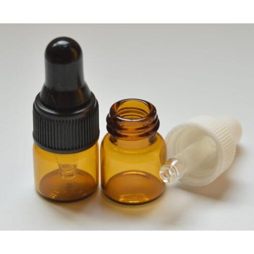 5pcs Small 1ml Amber Glass Bottle Sample Vial For Essential Oil Perfume 1ml Tiny Portable Bottle