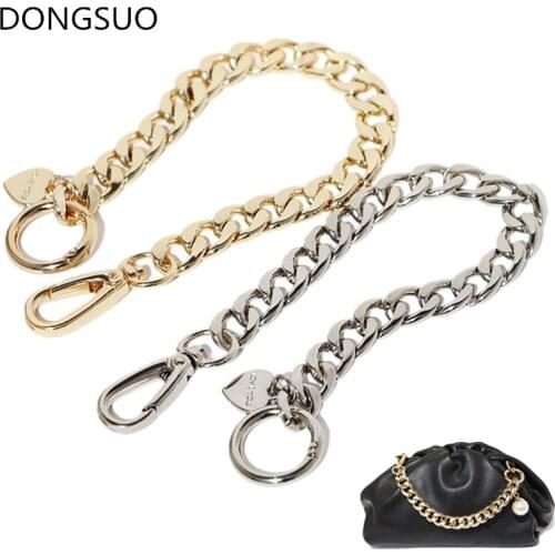 Aluminum metal chain 1.4CM 14MM with heart gold silver for designer handbag bag strap Accessories Hardware high quality
