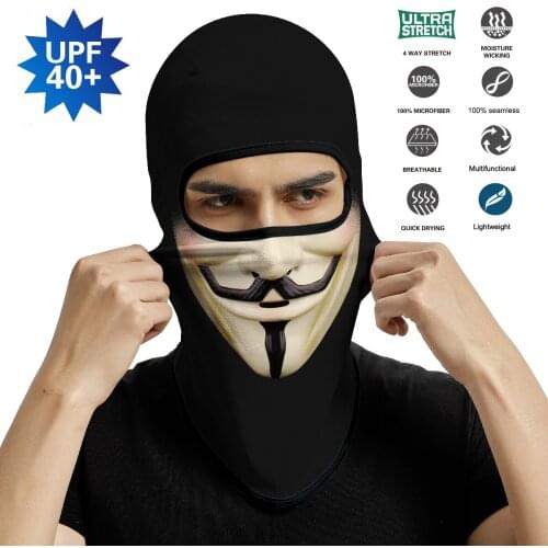 Anonymous Balaclava Bandana Scarf Earloop Face Mask V for Vendetta Headband Headscarf Neck Buff Facemask Braga Cuello Women Men