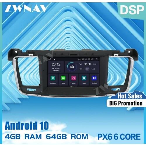 PX6 4+64G Android 10.0 Screen Car DVD Stereo Multimedia player For PEUGEOT 508 2011-2017 car GPS Radio Audio stereo BT head unit