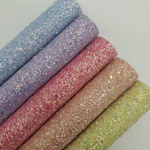 Crystal Pink Chunky Glitter Vinyl Fabric Sheet Felt Baccking Glitter Leather Faux Vinil For Bows Earrings DIY A4 SIZE R215