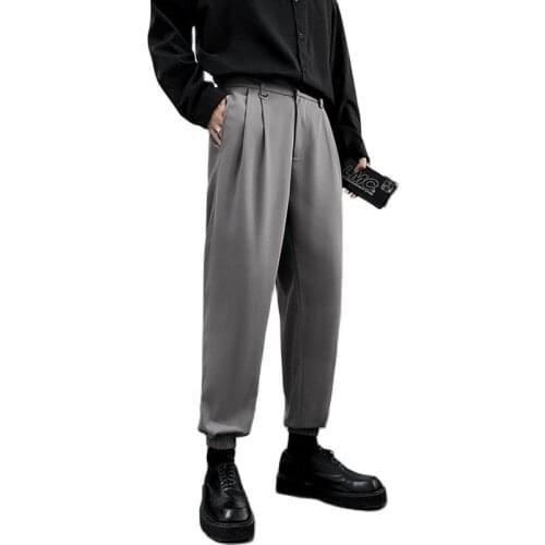 Casual Suit Pant Men Thin Summer Autumn Black Grey Trousers Mens Fashion Oversized Streetwear Solid Joggers Quality 2021