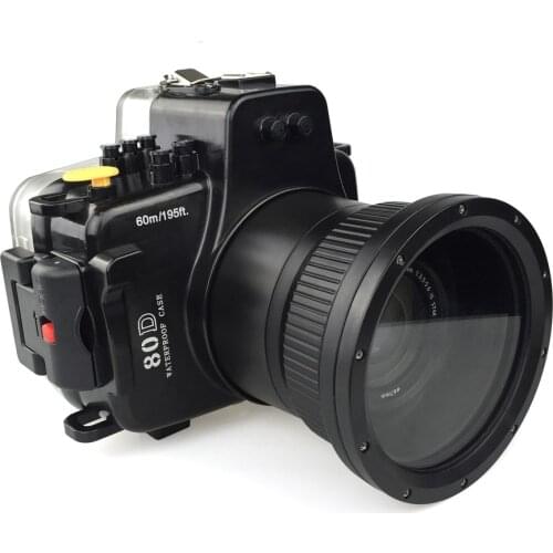 Meikon 40M/130ft Underwater Camera Housing Case for Canon EOS 80D,Camera Waterproof Bags Case for Canon EOS 80D Camera