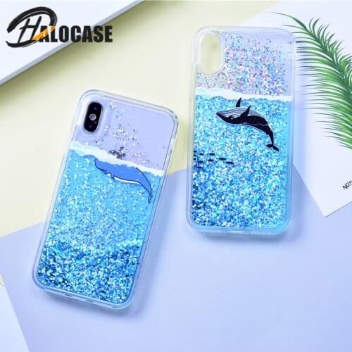 Liquid Case Luxury Soft Quicksand Whale Fish Fundas Phone Cover Case for iPhone 12 11 Pro MAX XS MAX XR 6 6s 7 8 Plus Cover Case