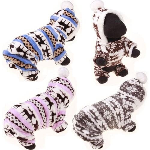 Fleece Dog Clothes Warm Puppy Dog Jumpsuit Winter Pet Clothes Hoodies Pajamas Pets Clothing Outfit Christmas Small Dog Costume