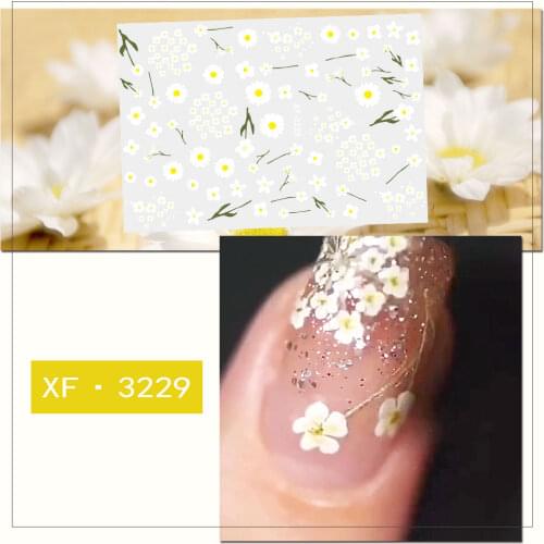 Flora nail art sticker self adhesive green leaves avocado heart gold rivet lines manicure decoration nail paste XF001