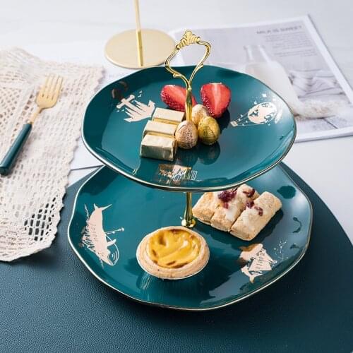 New European-style ceramic double-layer fruit plate,Dinner Plates,Specialty Plates,Candy Snack Plate,Bread/cake pan,decoration