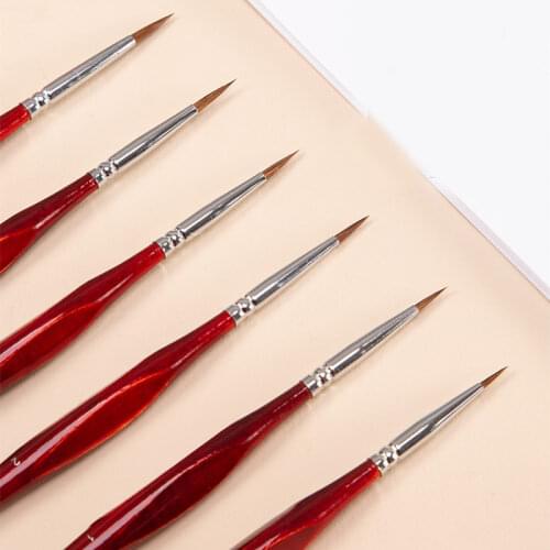 6 Pcs/Set Detail Paint Brush Drawing Liner Watercolor Brushes for Manicure Art Brush Set for Oil/ Gouache Painting Art Supplies
