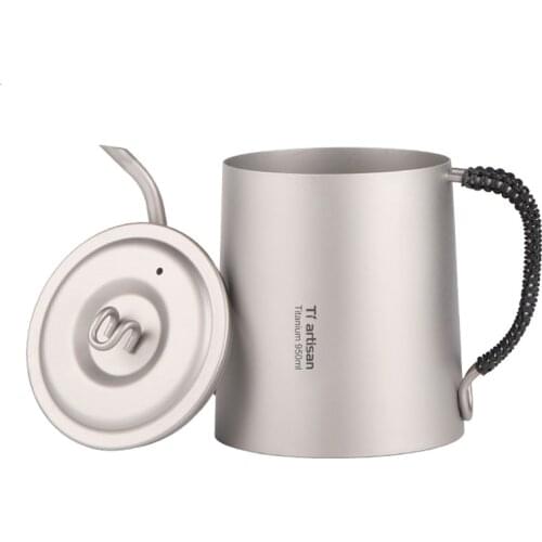 950Ml Long Narrow Spout Coffee Pot Gooseneck Kettle Titanium Hand Drip Kettle Pour Over Coffee And Tea Pot With Titanium Lid