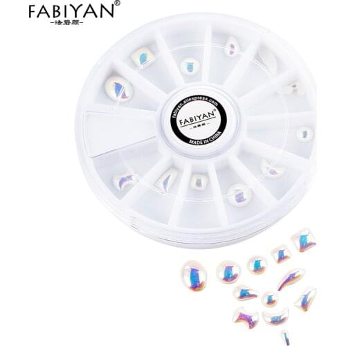 Nail Art Wheel Mixed Shape Pearl Beads Flat Back Aurora Symphony Mermaid Decoration Accessories Tips Design Tools Acrylic UV Gel