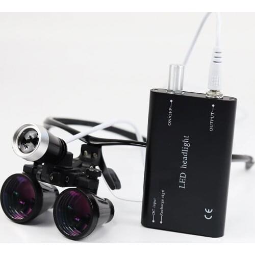 2.5X/3.5X 420mm Dental Loupe Magnifier Binocular Surgery Surgical Medical Operation Loupe with LED Spotlight Head Light Lamp