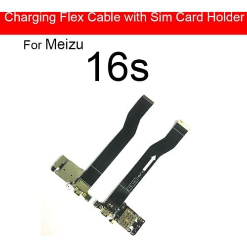 Microphone Charging Interface Supports For Meizu 16S Fast Charging Small Board Sim Card Holder Flex Cable Repair Replacement