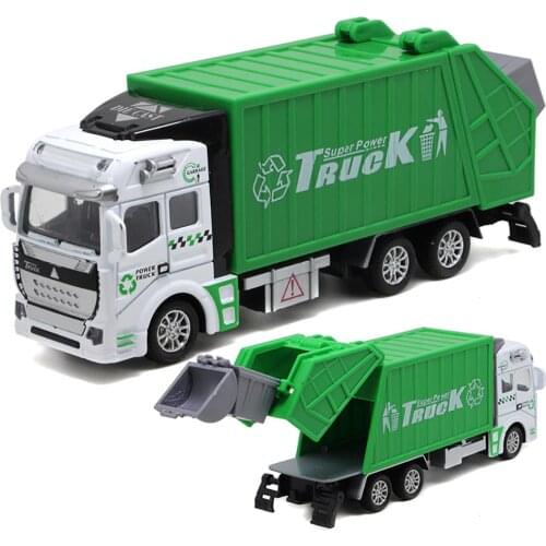 Mini 1/48 high Simulation Garbage Inertia Truck Model with Trash Can Kids Children Toys Birthday Gift