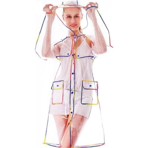 Fashion Transparent Adult Raincoat Womens Thicken Plastic Raincoat Travel Waterproof Rainwear Poncho Outdoor Rain Coat
