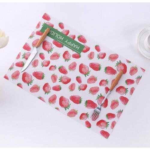 Fruit Pattern PVC Placemat Washable Mats Non-slip Doilies Cup Mats Coaster Kitchen Dinning Oilproof Waterproof Table Cloth Pad