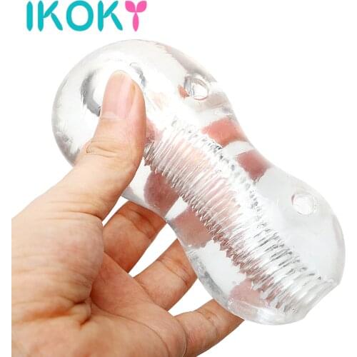 IKOKY Male Masturbator Soft Jelly Sex Toys for Men Orgasm Transparents Penis Training Exercise Adult Products TPE Sex Shop