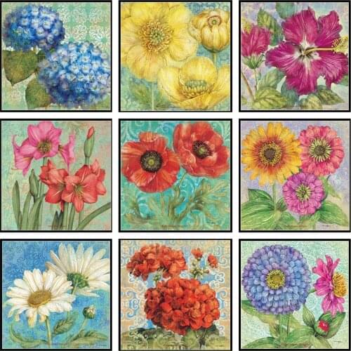 Counted Cross Stitch Kits Needlework Embrodery - Crafts 14 ct Aida Color DIY Arts Handmade Home Decor - Botanical Flowers