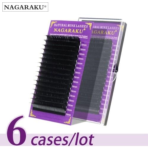 NAGARAKU All Size 6 Cases J B C D Curl Individual Eyelashes Faux Mink Eyelashes Extension Artificial Fake False Eyelashes