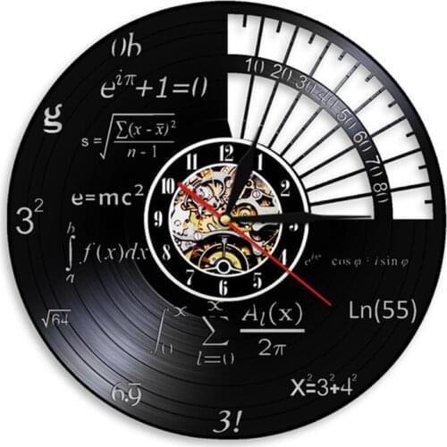 Science Decor Math Equation Wall Clock Algebra Geometry Vinyl Record Wall Clock Math Formula Decorative Wall Watch Teachers Gift