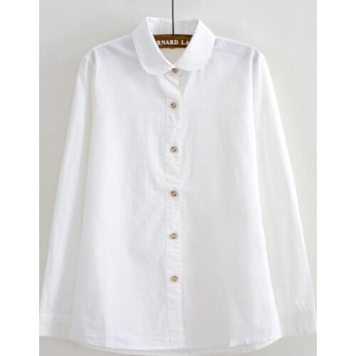 B1232 new spring and autumn 2020 contracted women cotton shirt joker render Japanese small and pure and fresh cheap wholesale