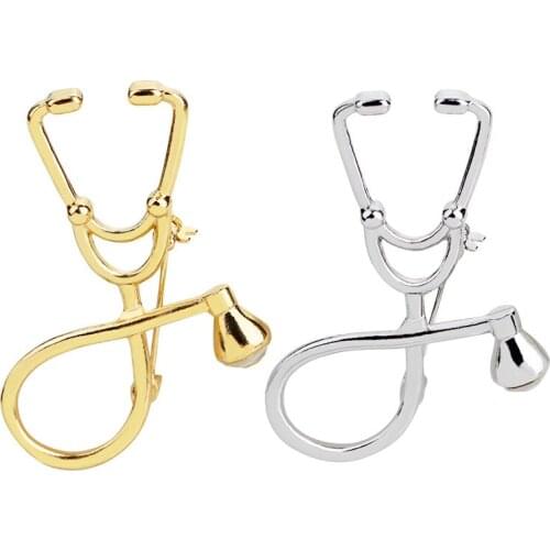 New Fashion Stethoscope Shape Smiley face Brooch For Unisex Doctors Two Colors Metal Interested Pin Clothes Decoration