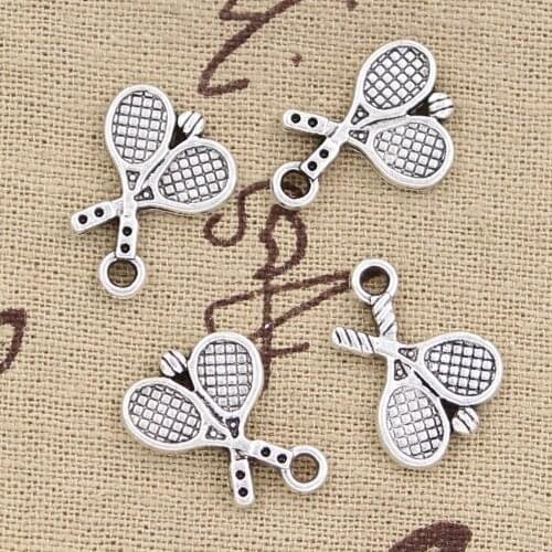 20pcs Charms Tennis Racket 18x14mm Antique Bronze Silver Color Pendants Making DIY Handmade Tibetan Bronze Silver Color Jewelry
