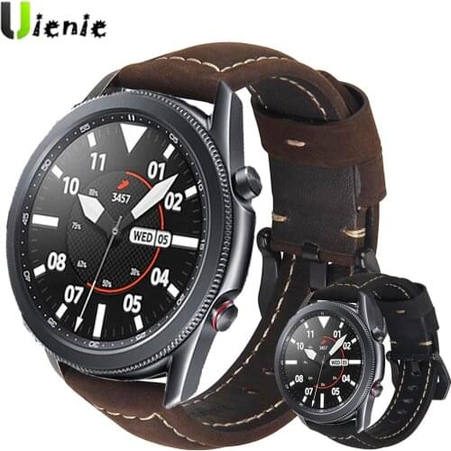 Retro Genuine Leather Watchbands For Samsung galaxy watch 3 41mm 45mm Strap Women Men Cowhide Watch Band Watch Accessories