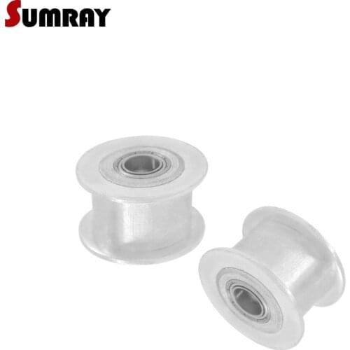 SUMRAY 3M Idler Pulley 15T Without Teeth Bore 3/4/5mm Tension Belt Pulley Wheel 11/16mm Belt Width With Bearing 2pcs