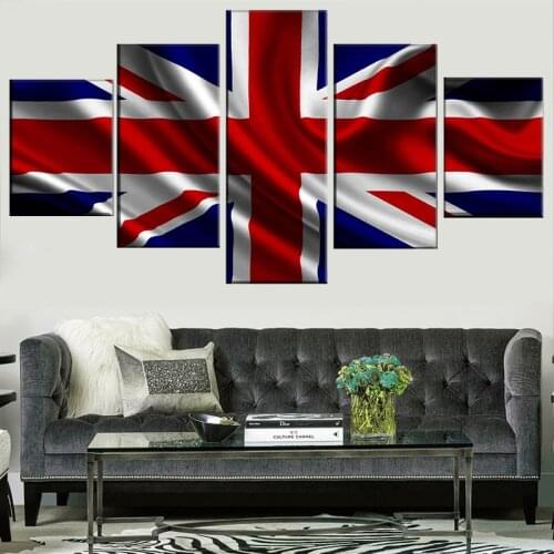 Modern Home Decorative Living Room Wall 5 Pieces British Flag Paintings HD Prints Poster Canvas Pictures Art Modular Framework