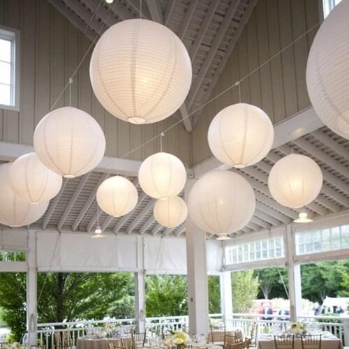 Tronzo 5pcs Paper Lantern 6/8/10/12/14Inch White Chinese lampion Wedding Decoration Mariage DIY Party Lamp