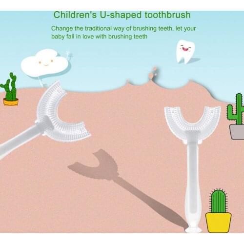 Ultralight Toddler Toothbrush U-type Head 360 Degrees Cleaning Hand-Held Children Training Toothbrush Teeth Cleaning Brush