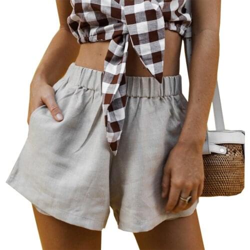 Womens Summer Loose Solid Color Wide-legged King Cotton Shorts White Gray Black Khaki Shorts