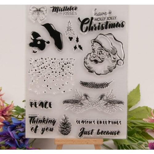 1pc Christmas Transparent Seal Clear Silicone Stamp Cutting DIY Scrapbooking Rubber Coloring Embossing Decor Reusable 16*20.5cm