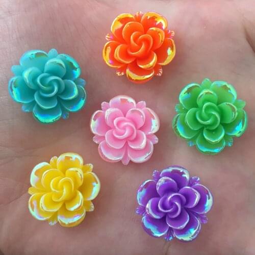 10PCS AB 20mm Resin Flower Stone Flatback Wedding Diy Buttons Scrapbook Crafts R27