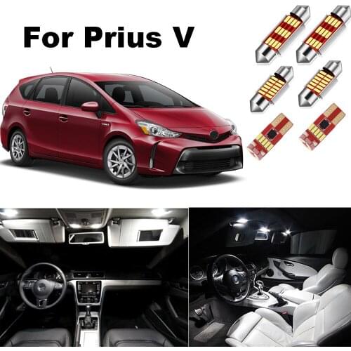 10pc Canbus Car LED Interior Lights Kit For Toyota Prius V 2012- 2016 2017 2018 Map Trunk Dome Vanity Mirror Light Bulbs