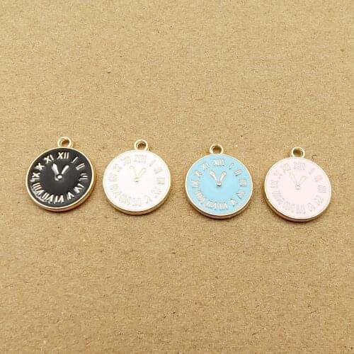 10pcs 15x17mm enamel clock charm for jewelry making and crafting fashion earring pendant necklace bracelet charm