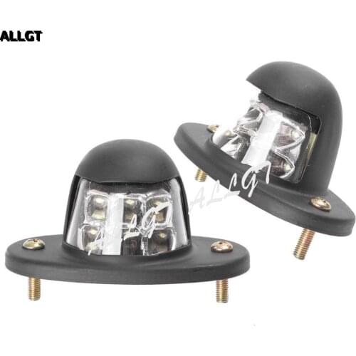 2PCS 6-LED Light License Plate Door Bed Light White lamp Black Housing Universal