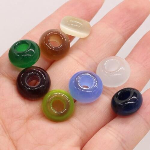 2pcs Natural Cats Eye Stone Bead Big Hole Abacus Shape Agates Loose Beads fit Women DIY Earring Bracelet Necklace Making