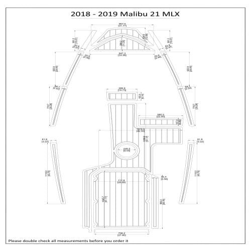 2018 - 2019 Malibu 21 MLX Cockpit Pad Boat EVA Teak Decking 1/4" 6mm