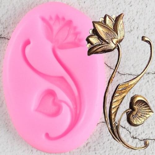 3D Lotus Flower Cake Border Relief Silicone Mold Sugarcraft Cake Decorating Tool Fondant Chocolate Candy Molds Cake Baking Mould