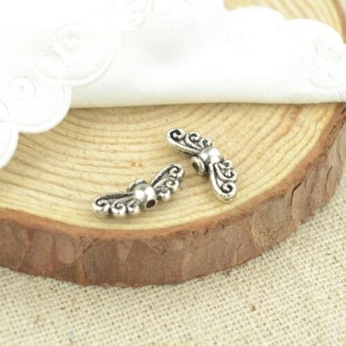 High quality 75pcs metal antique silver Plated wing charms for DIY jewelry making 5*13mm 2494