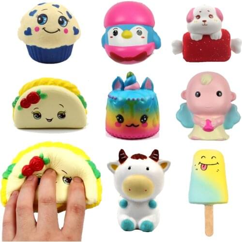 9 Designs Anti-stress Toys Simulation Cartoon Animal Cake Ice Cream Angel Slow Rebound Squishy Rising Squeeze Decompression Toy