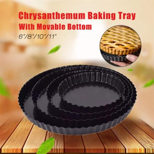 Non Stick Round Bottomed Flan Tart Pans Pizza Baking Tray Fluted Tart Dish Tin